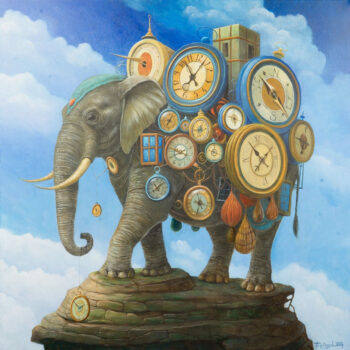 Tomasz Pietrzyk, On the Back of Eternity (2022) – Oil on canvas, 90 x 90 cm