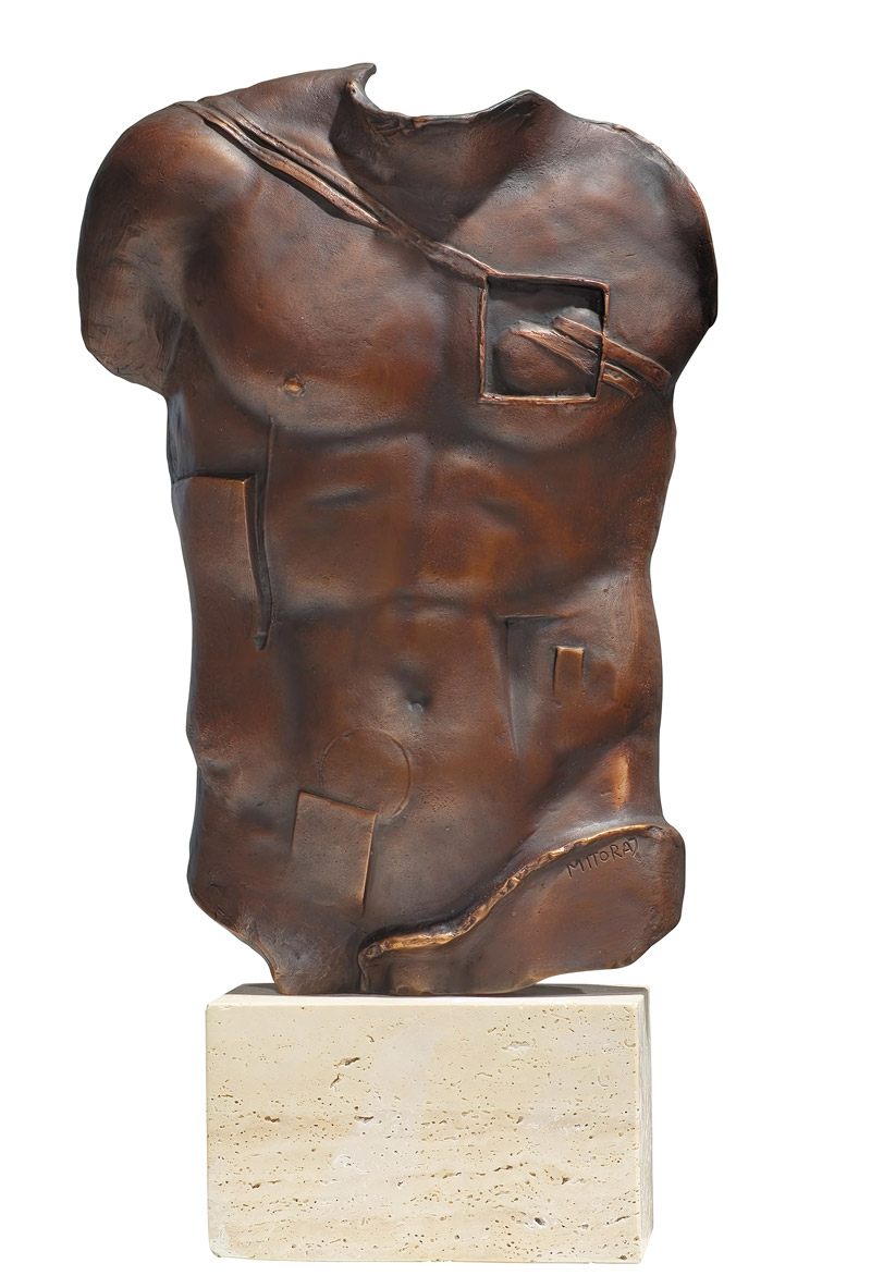 Igor Mitoraj, Perseus (1988) – Patinated cast bronze, stone base, 48 x 28 x 10 cm