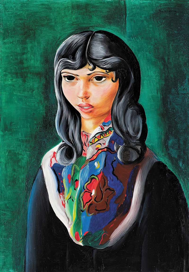 Mojżesz Kisling, Girl with Floral Scarf (1939) – Oil on canvas, 55.3 x 38.4 cm
